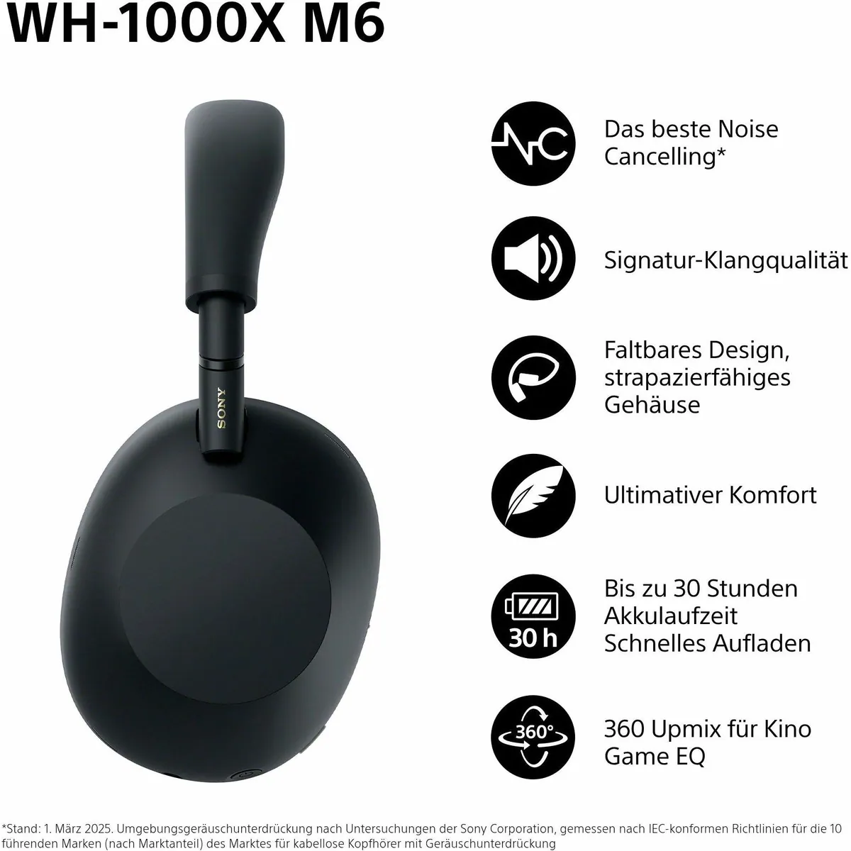 Sony WH-1000XM6 Kopfhörer, Noise Cancelling, Multi-Point-Verbindung, Langlebiger Akku 2