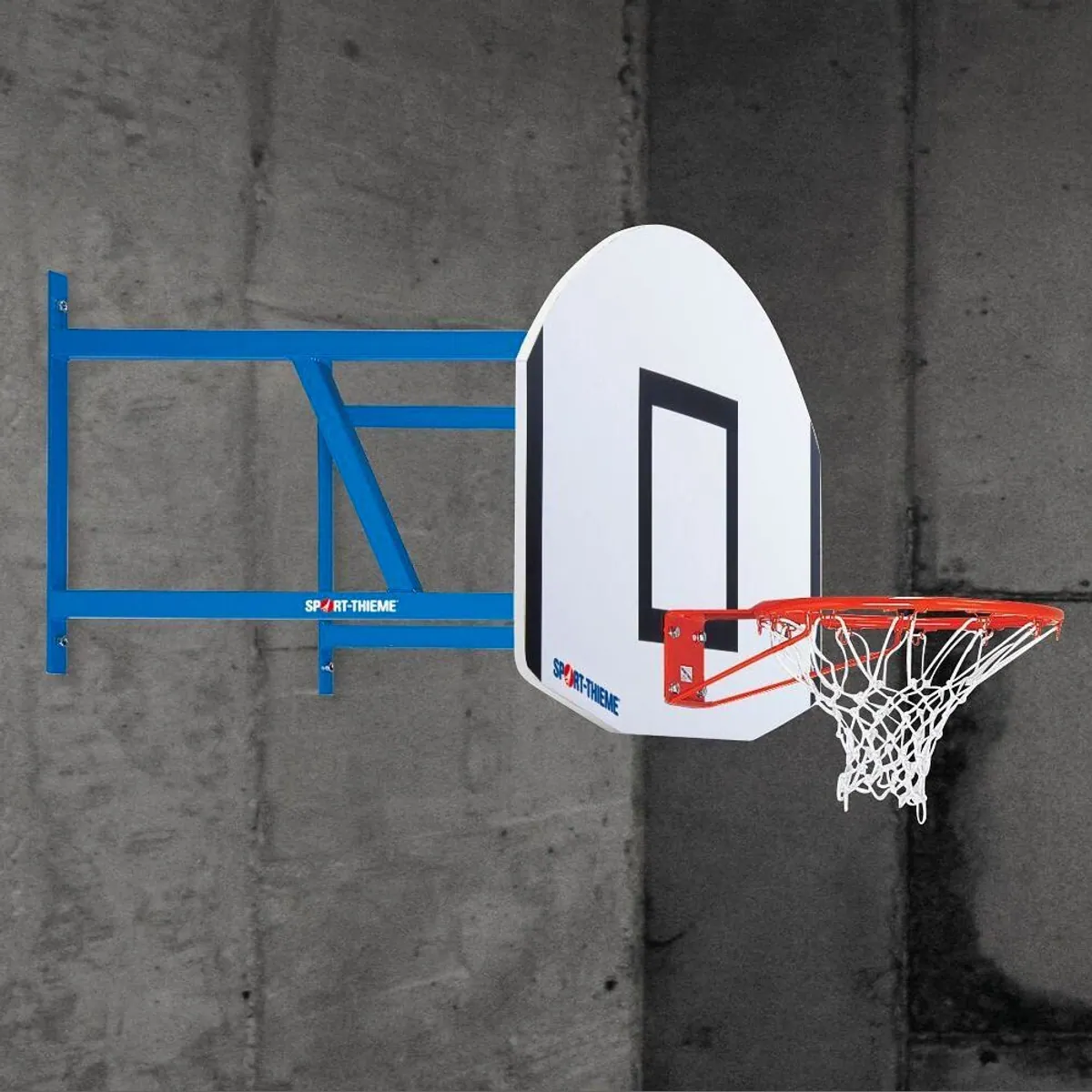 Sport-Thieme Basketball-Wandanlage School, einfache Wandbefestigung, robustes Design, inkl. Korb und Netz 2