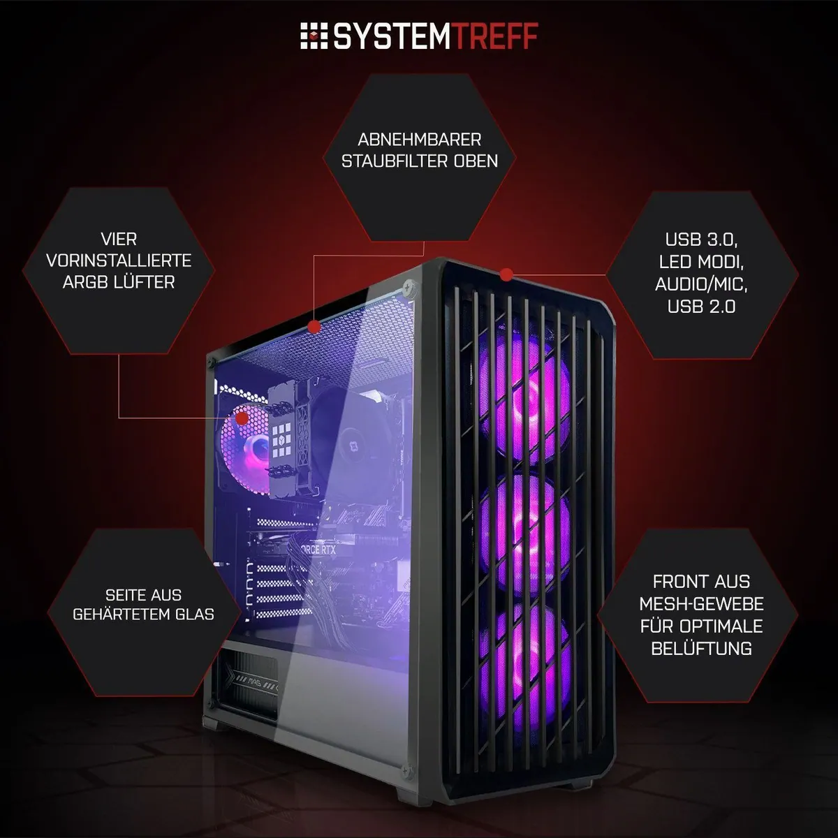 SYSTEMTREFF Basic Gaming-PC, AMD Ryzen 5 PRO 5655G, Radeon RX Vega 7, 8 GB RAM 3