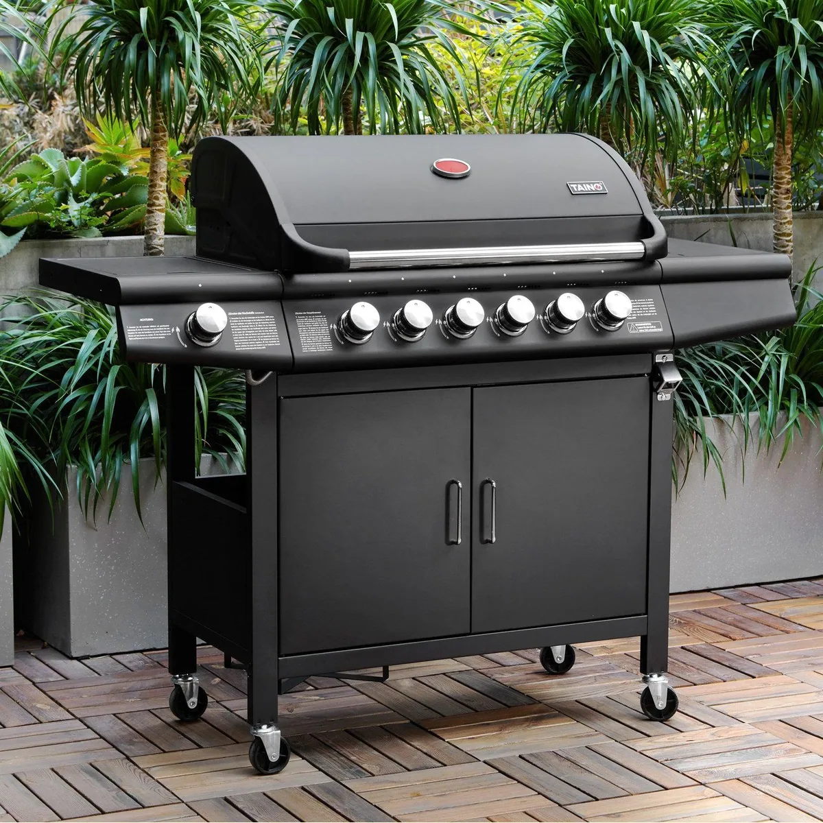 Taino RED 6+1 Gasgrill Set, 6 Edelstahlbrenner, Drehspieß, emaillierte Brennkammer 2