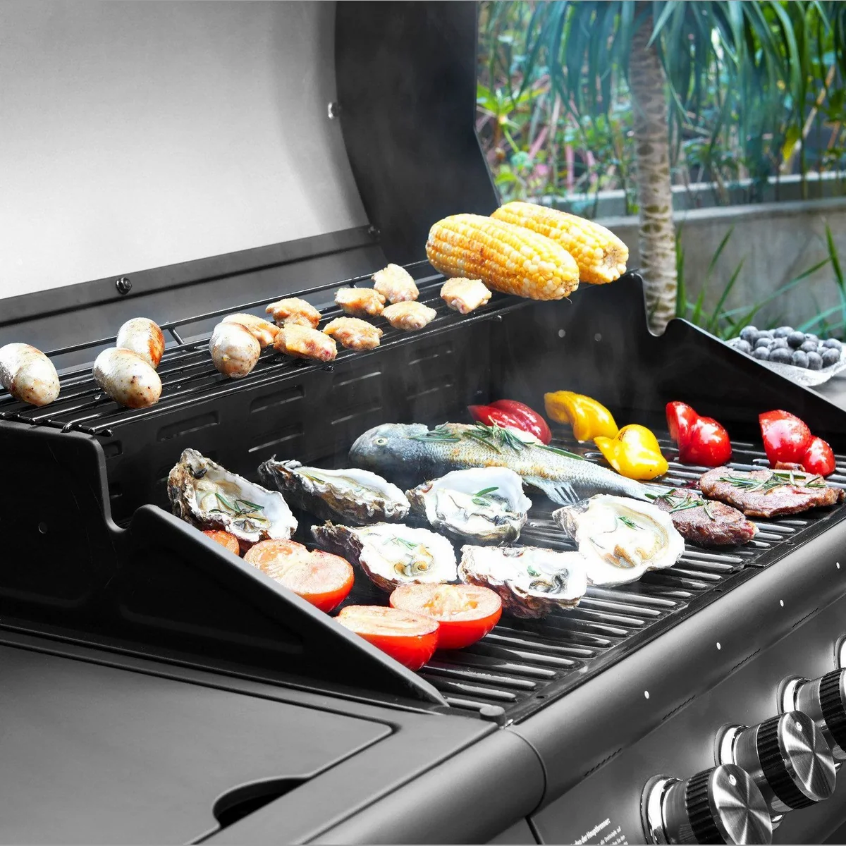 Taino RED 6+1 Gasgrill Set, 6 Edelstahlbrenner, Drehspieß, emaillierte Brennkammer 3