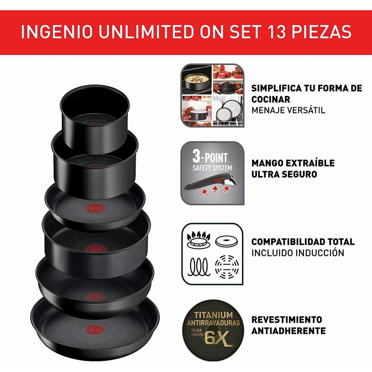 Tefal Ingenio Unlimited Topf-Set, 13-teilig, vielseitig und langlebig 3