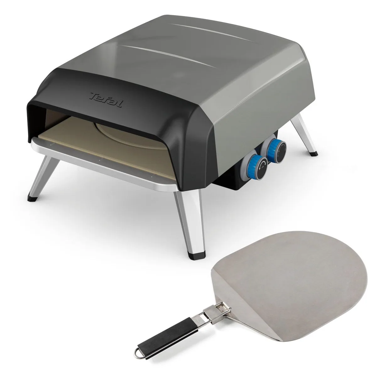 Tefal Pizza Pronto Gaspizzaofen, 360° drehender Pizzastein, schnelles Vorheizen
