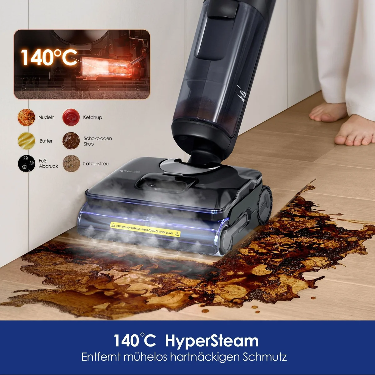 Tineco Floor One S7 Stretch Steam Plus, 160°C Dampfreinigung, 80 Minuten Akkulaufzeit 2