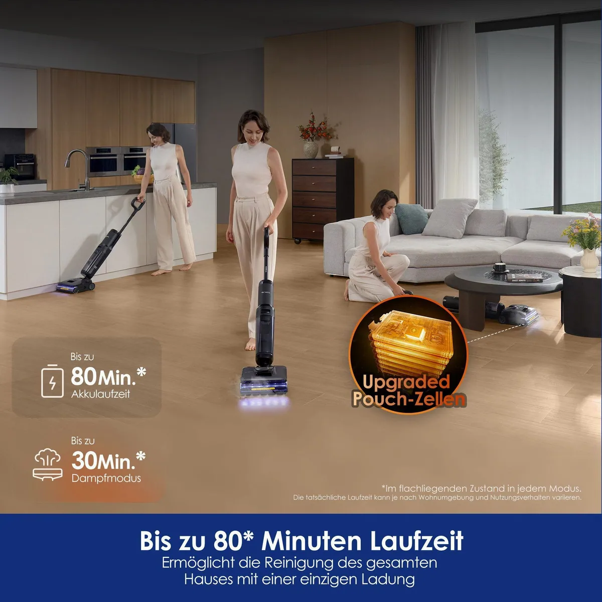 Tineco Floor One S7 Stretch Steam Plus, 160°C Dampfreinigung, 80 Minuten Akkulaufzeit 4