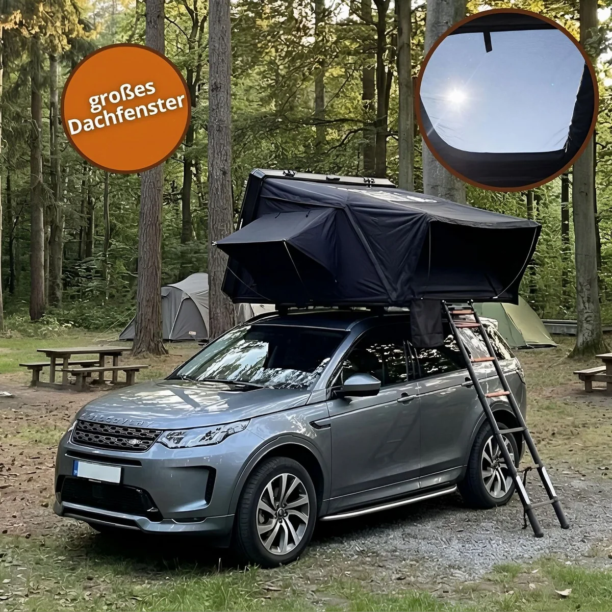 TZIpower Dachzelt, robustes Hardcase, wasserfest, 5 Personen — ideal für Camping und Ausflüge 2