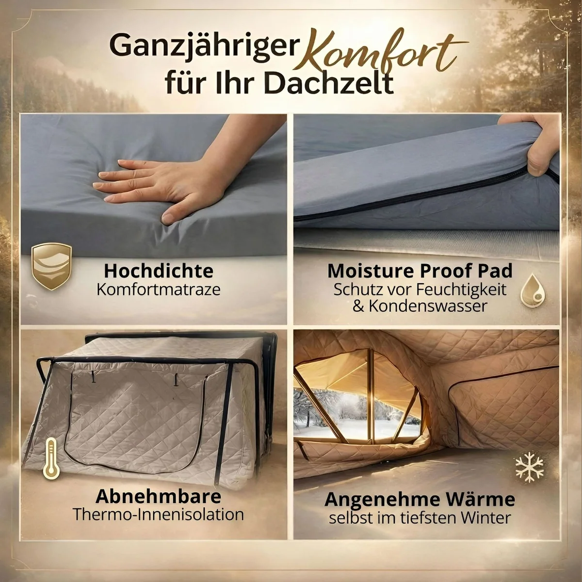 TZIpower Dachzelt, robustes Hardcase, wasserfest, 5 Personen — ideal für Camping und Ausflüge 5