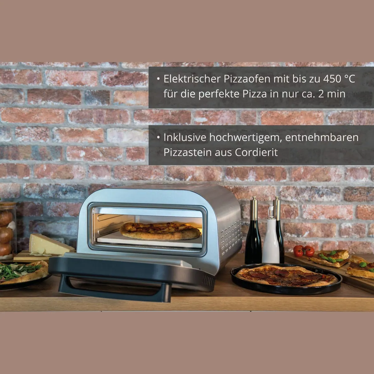 Unold Pizzaofen LUIGI, 1700 W Leistung, Pizzastein aus Cordierit, schnelle Zubereitung 4