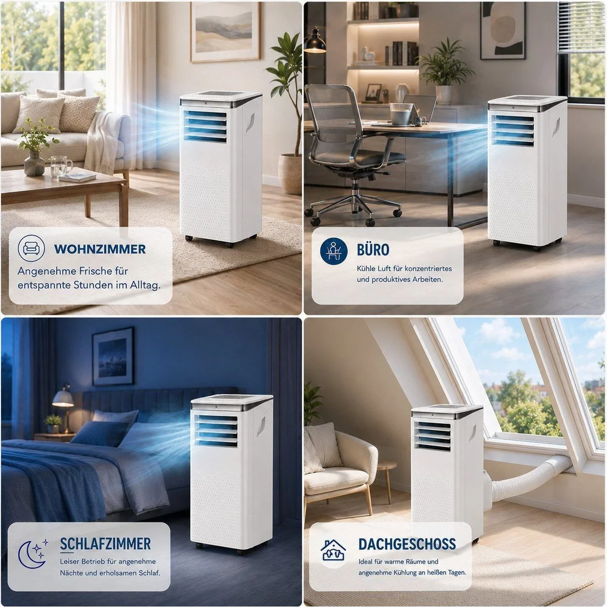 VESKA Klimagerät 10000 BTU/h, 2,9 kW Kühlleistung, WLAN/App-Steuerung 3