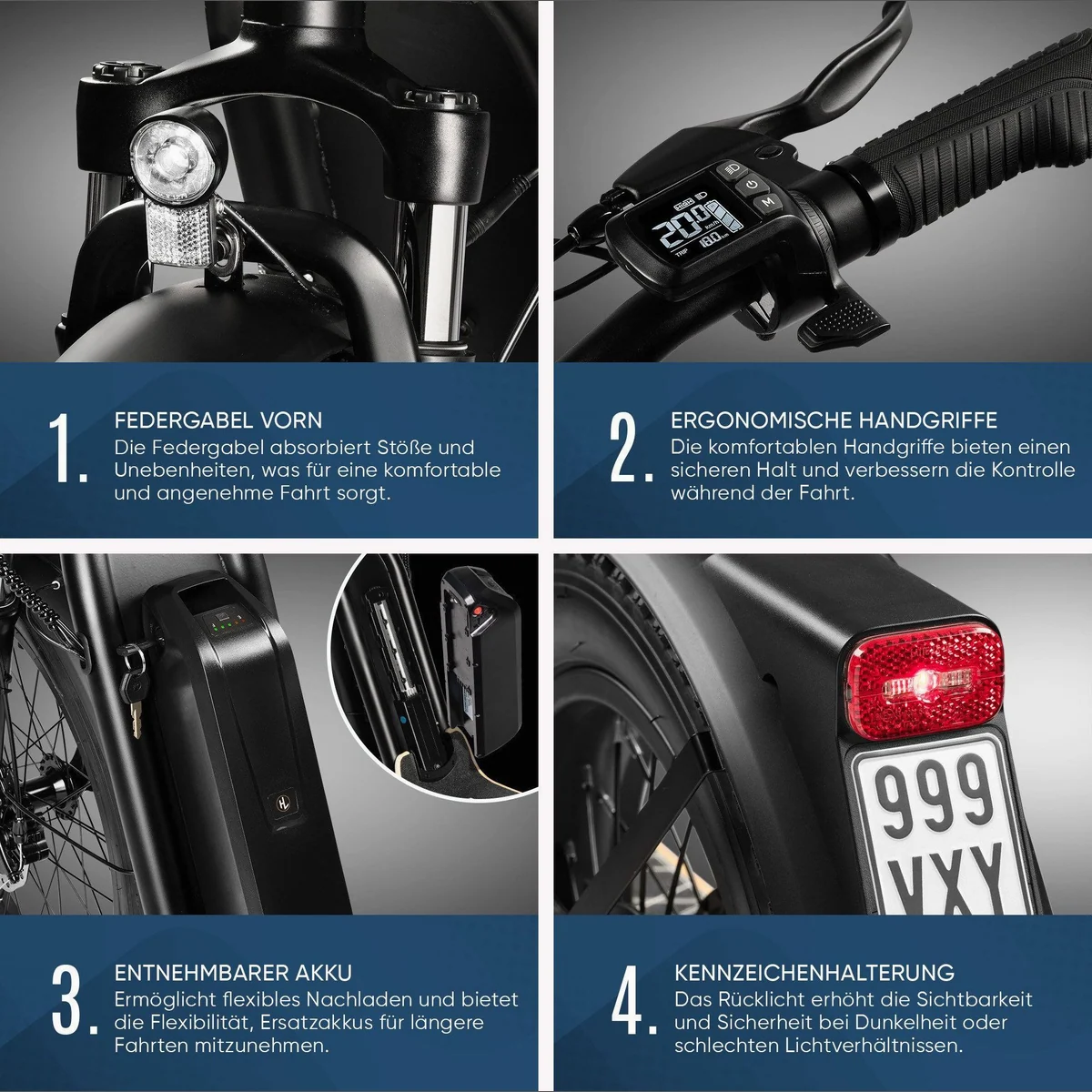 VIRON XI-1200-S E-Scooter, 500 W Motor, höhenverstellbarer Lenker 4
