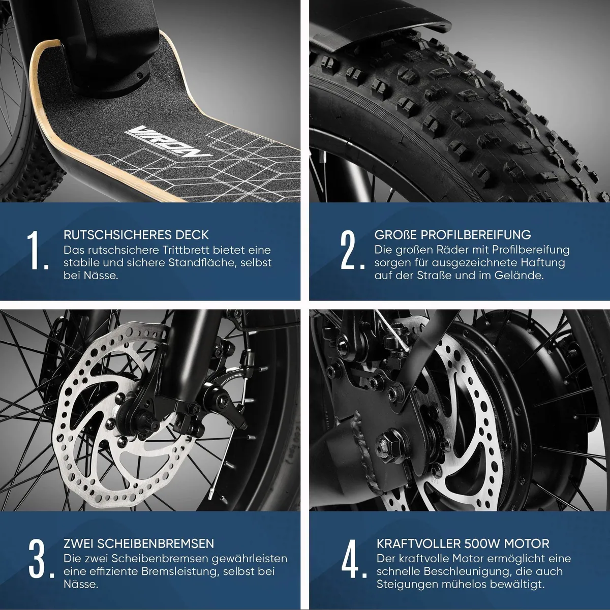 VIRON XI-1200-S E-Scooter, 500 W Motor, höhenverstellbarer Lenker 5