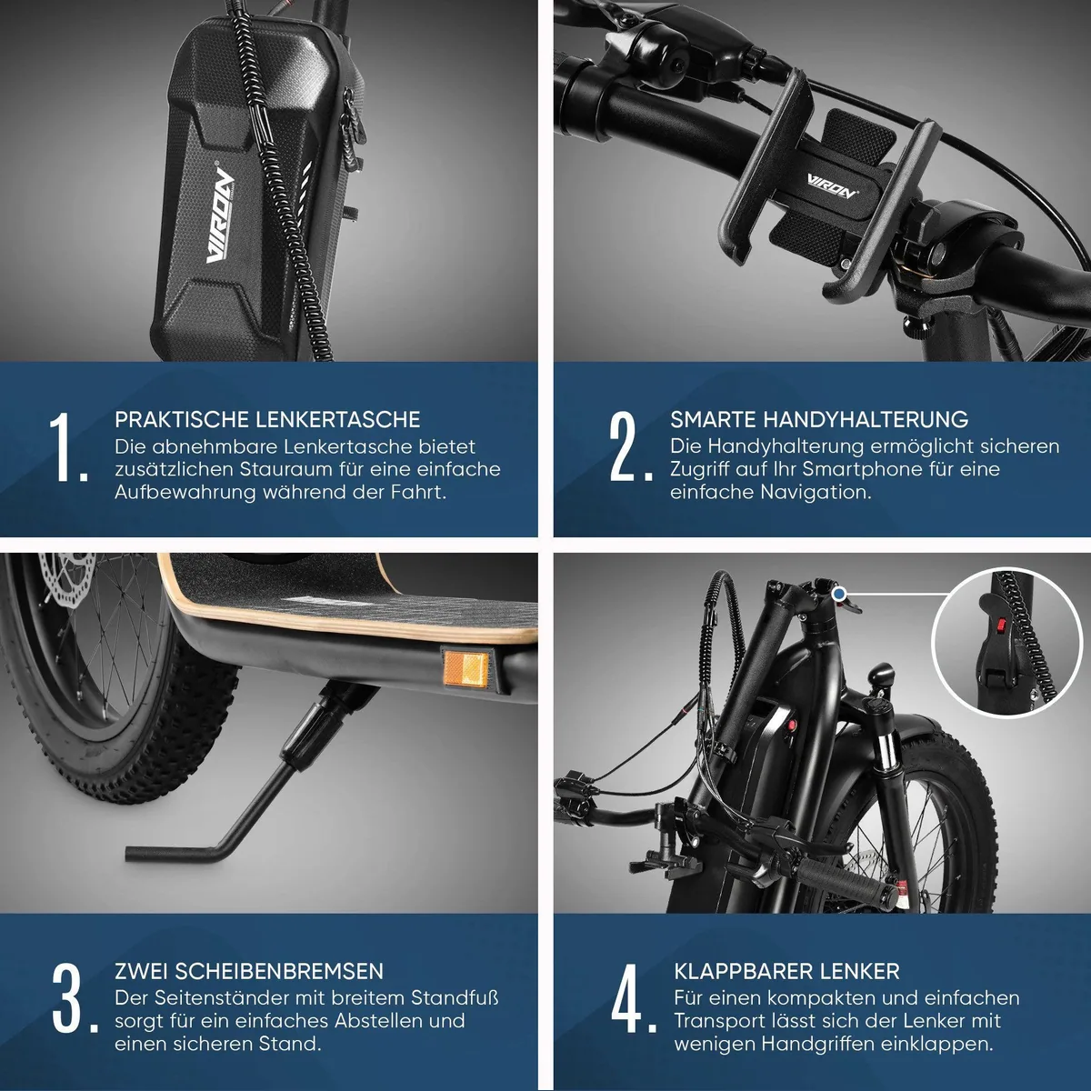 VIRON XI-1200-S LongRange E-Scooter, 70 km Reichweite 5