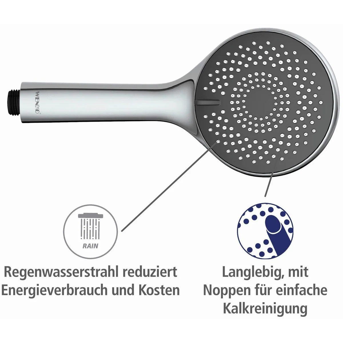 WENKO Handbrause Watersaving, 3 Strahlarten, bis zu 40% Wasserersparnis 5