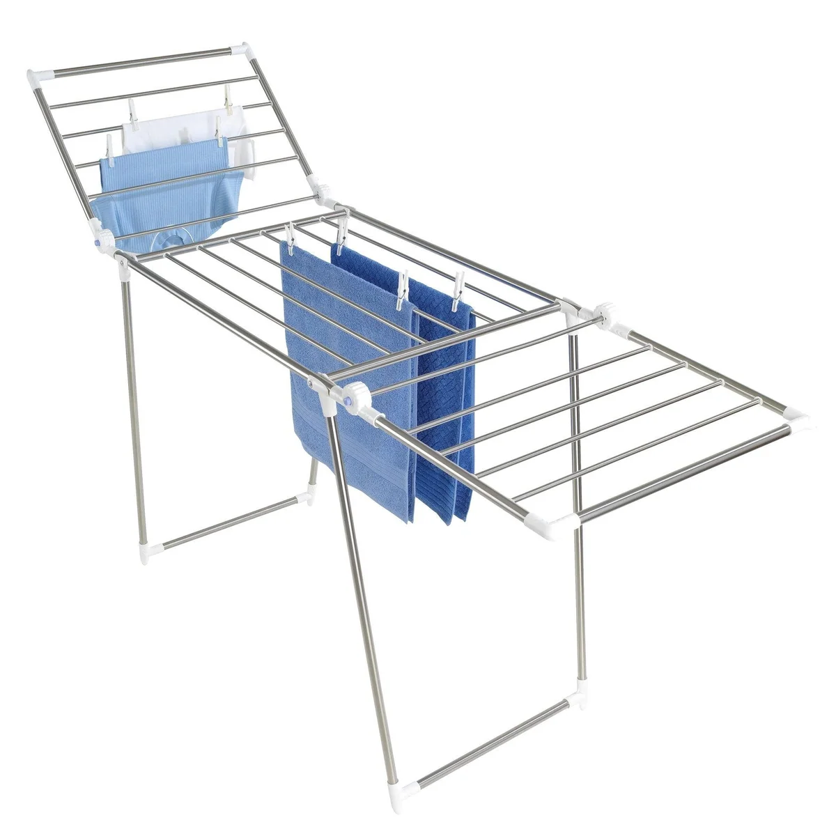 WENKO Profi Plus Wäscheständer, klappbar, Edelstahl, mit Zubehör-Set 4