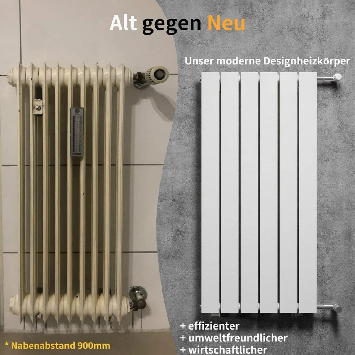 WITEN&NOCK Designheizkörper POSTA, elegantes Design, seitliche Anschlüsse, hohe Wärmeleistung 2