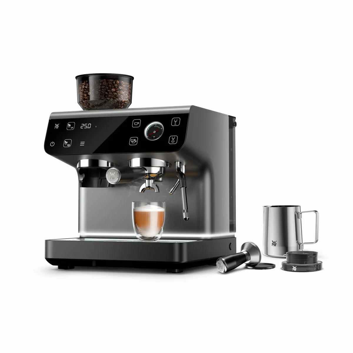 WMF Espresso Pro Siebträgermaschine, 60 Mahlgrade, Doppel-Thermoblock Technologie