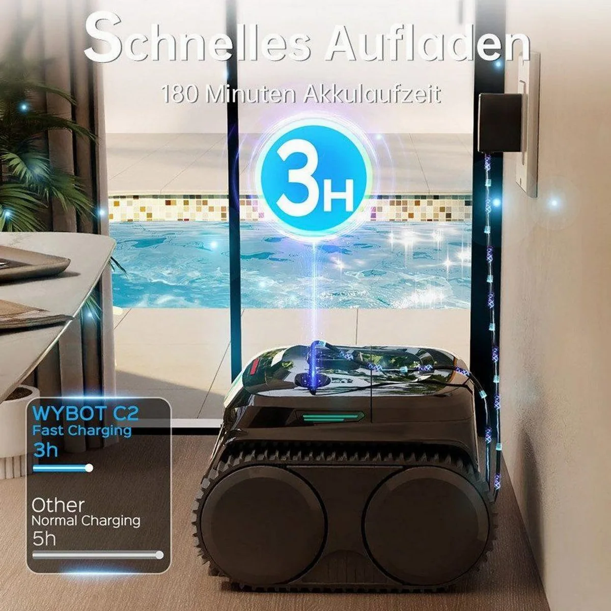 WYBOT Poolroboter C2, intelligente Navigation, 180 Minuten Laufzeit, Auto-Park-System 4
