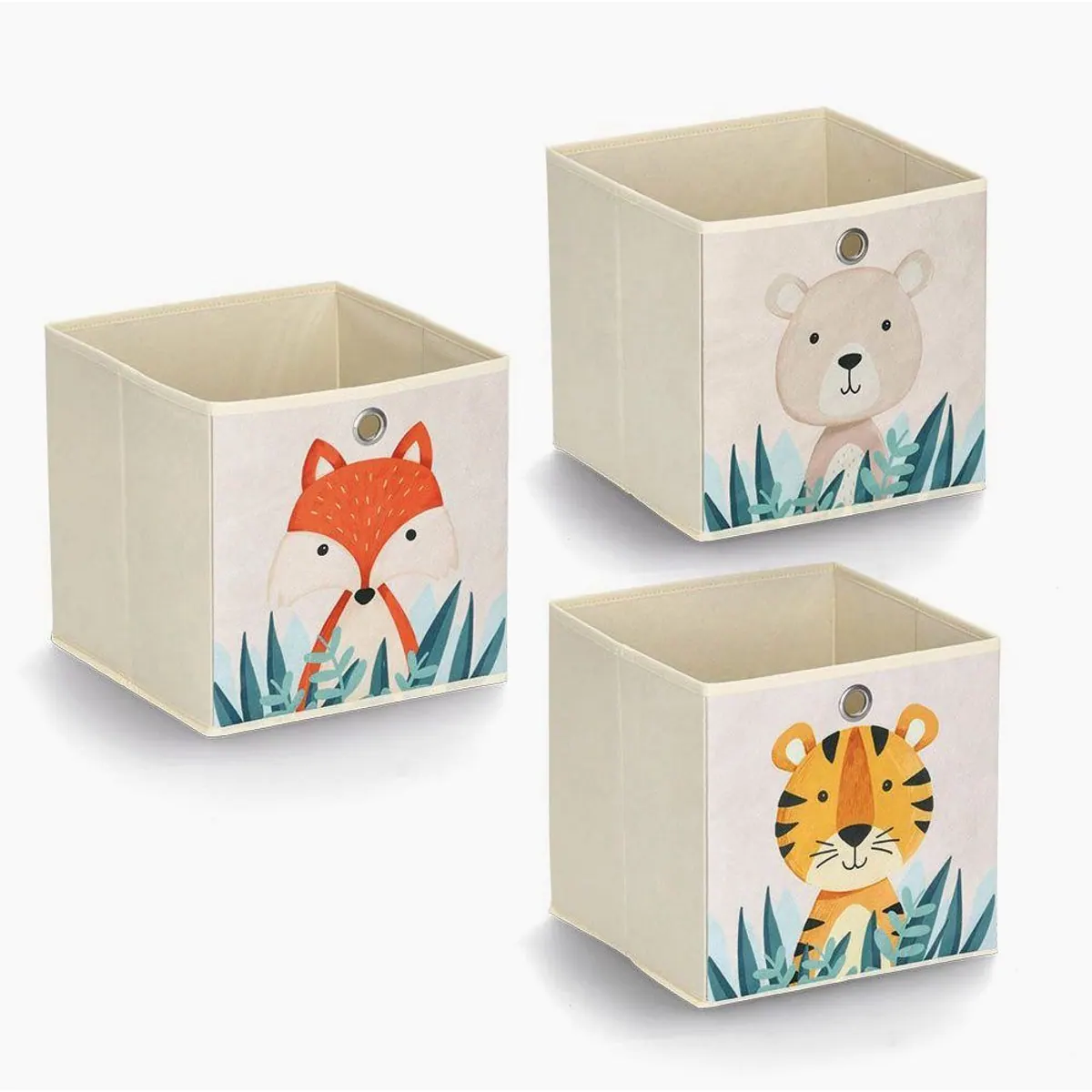 Zeller Present Aufbewahrungsbox Animals, faltbar, 3 Designs — ideal für Kinderzimmer