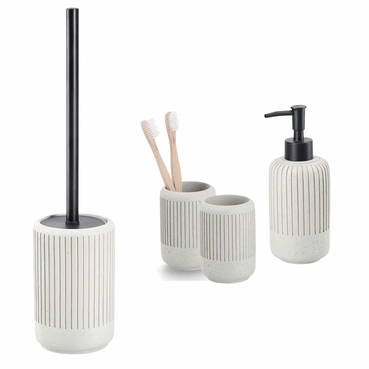 Zeller Present Badaccessoire-Set, 4-teilig, elegantes Zementdesign